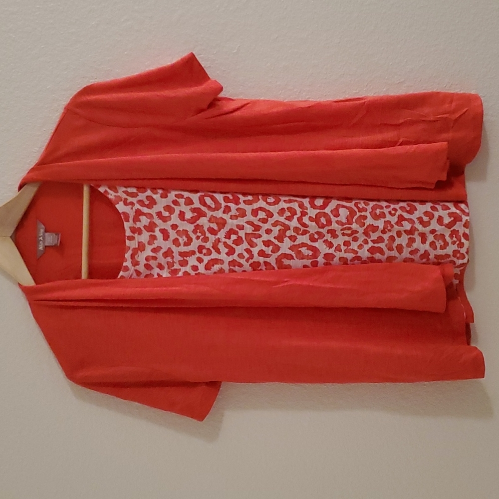 WHITE STAG Short Sleeve Mock Cardigan Blouse